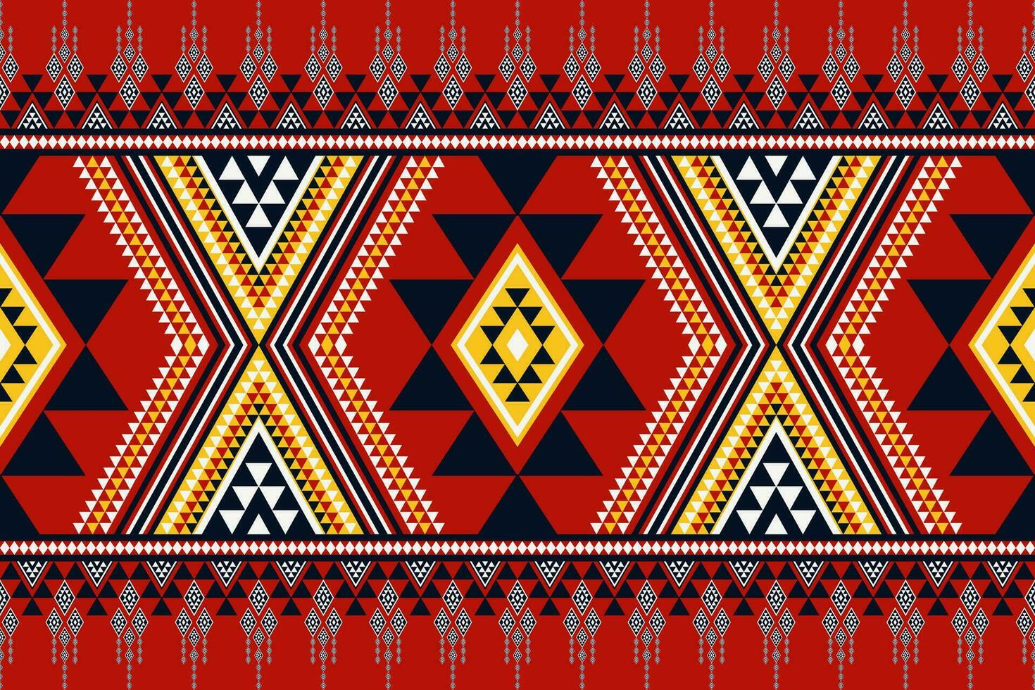 Aztec traditional colorful geometric pattern. Aztec tribal geometric shape seamless pattern traditional color style. Ethnic geometric pattern use for textile border, carpet, rug, cushion, etc. vector