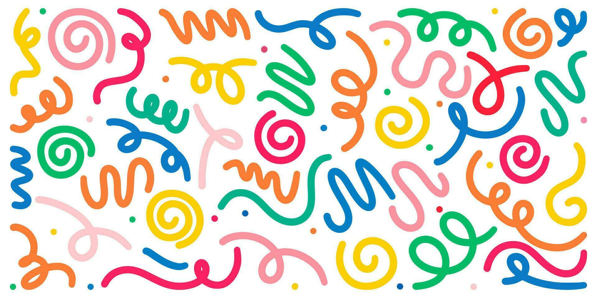 Doodle sketch style of colorful shapes and lines on white background for concept design. vector