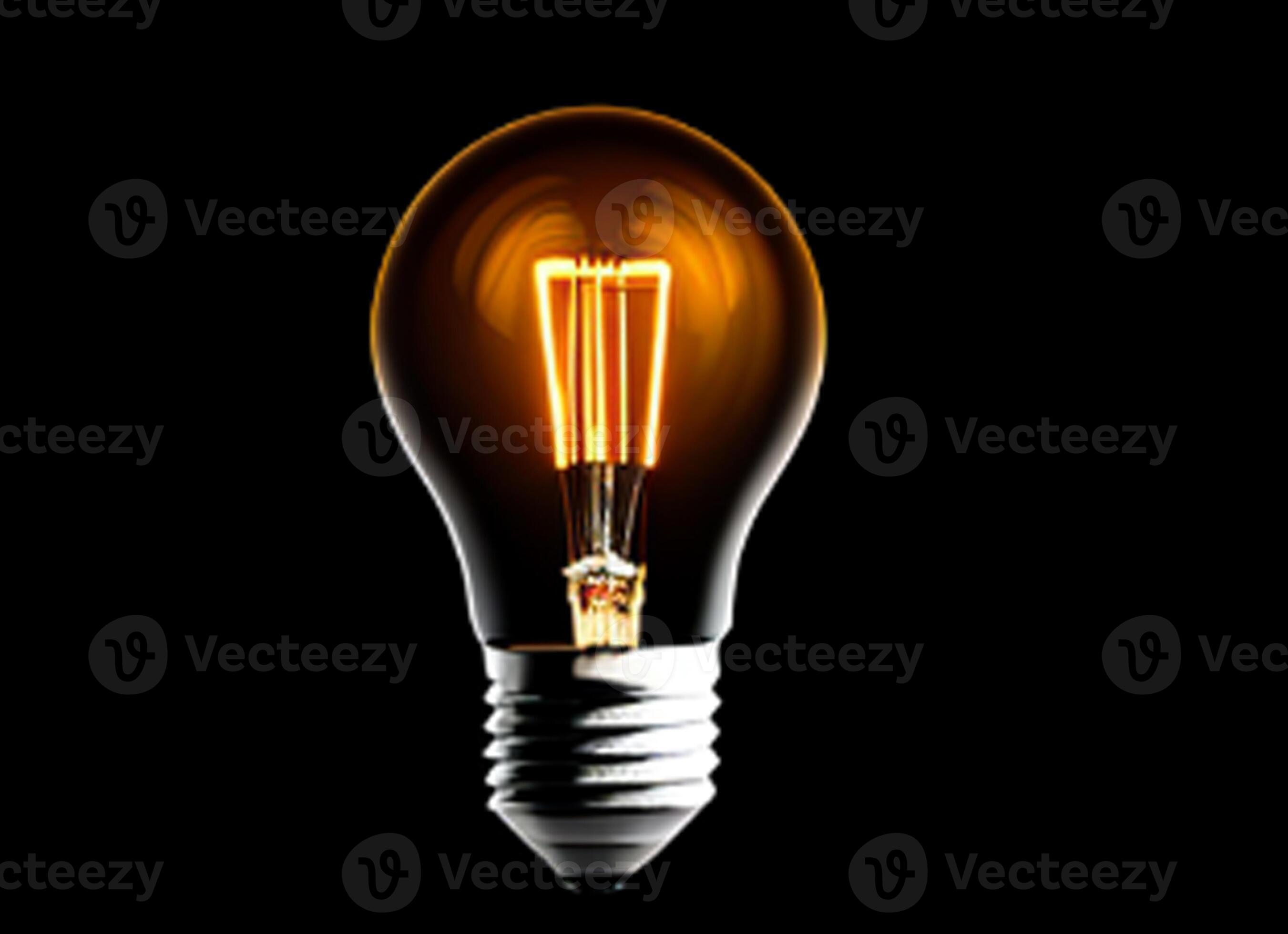Incandescent light with voltage drop bulb on black background Photo AI