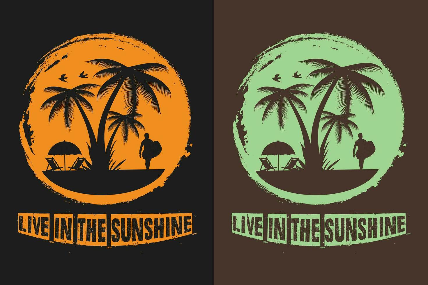 En Vivo en el luz solar, verano vibras, verano camiseta, vacaciones camisa, familia verano camisa, vacaciones ropa, playa camisa, verano playa, exterior, palma árbol vector