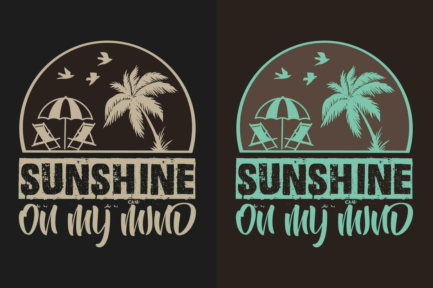 Sunshine On My Mind, Summer Vibes, Summer T-Shirt, Vacation Shirt, Family Summer Shirt, Vacation Clothing, Beach Shirt, Summer Beach, Outdoor, Palm Tree vector