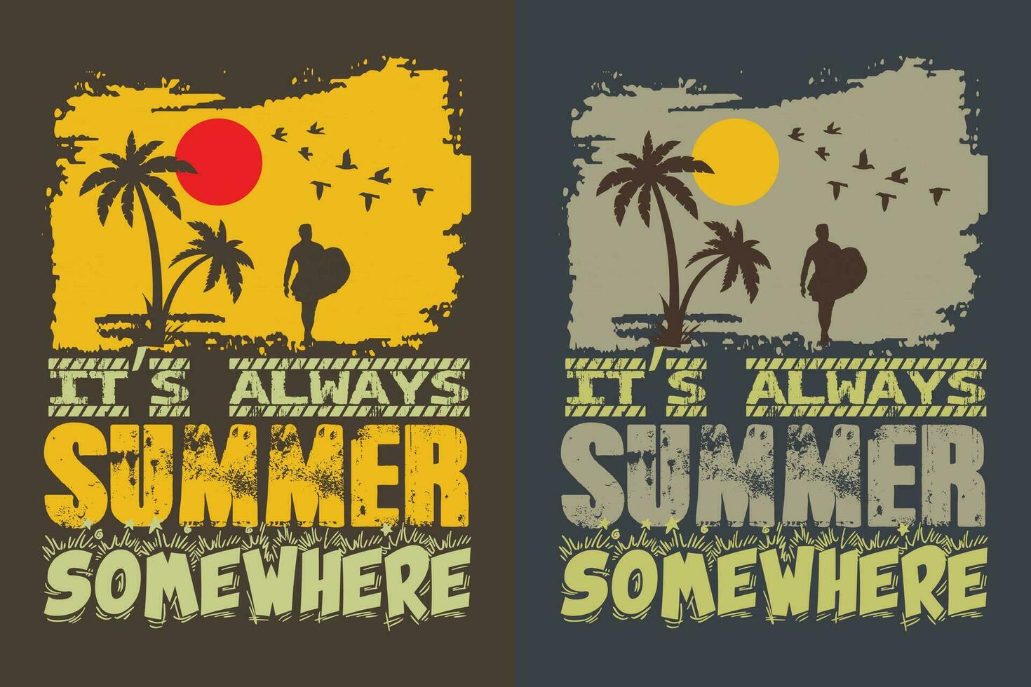 es siempre verano en algún lugar, verano vibras, verano camiseta, vacaciones camisa, familia verano camisa, vacaciones ropa, playa camisa, verano playa, exterior, palma árbol vector