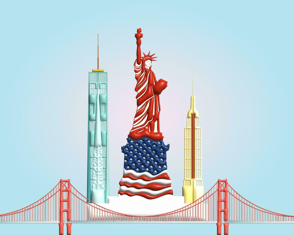 Architecture landmark in America symbol and icon of san francisco and new york. vector