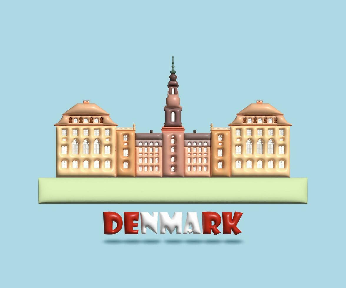 Architecture landmark in Denmark symbol and icon of copenhagen and christiansborg. vector