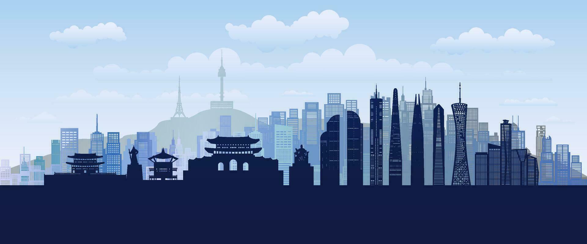 Travel landmarks Korea with architecture background, South Korea Day Anniversary vector