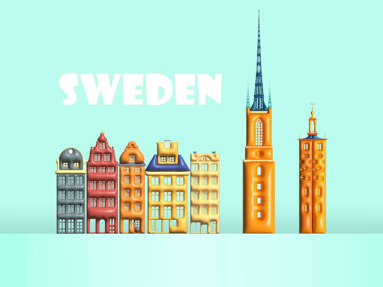 Sweden landmark in stockholm symbol and icon of swedish. vector