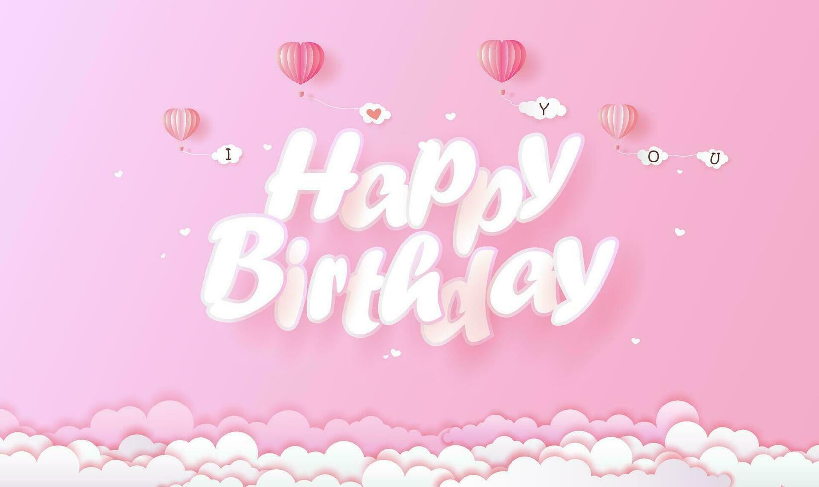 Birthday card and gift box white heart on pink background. vector