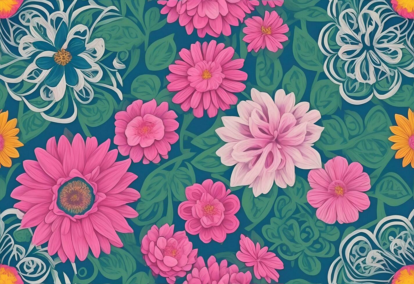 Seamless floral pattern. Design for wallpaper, wrapping paper, background, fabric. photo