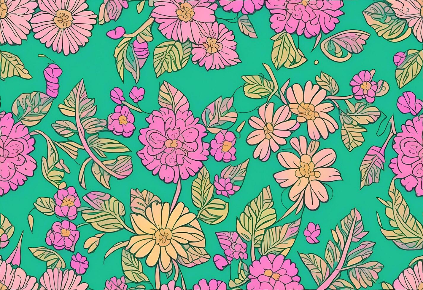 Seamless floral pattern. Design for wallpaper, wrapping paper, background, fabric. photo