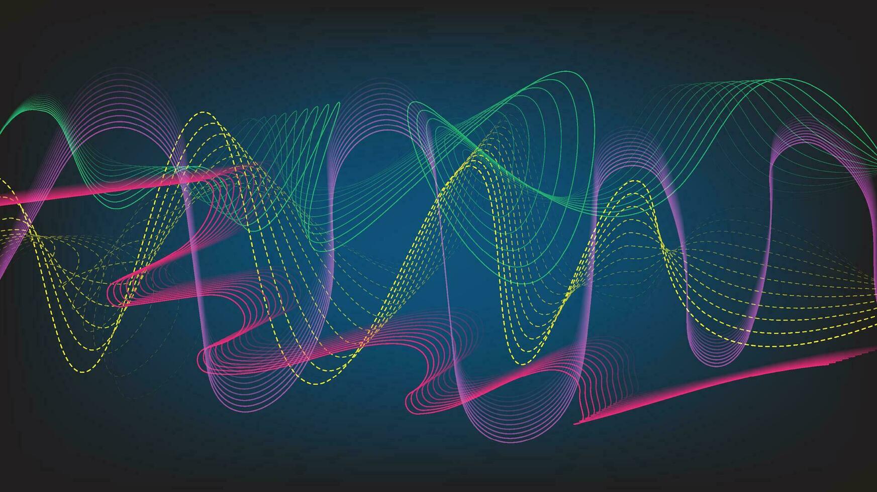 Grid of vector abstract graphic light patterns.Digital frequency Curved wavy line,smooth stripe. modern background and modern neon waves style.