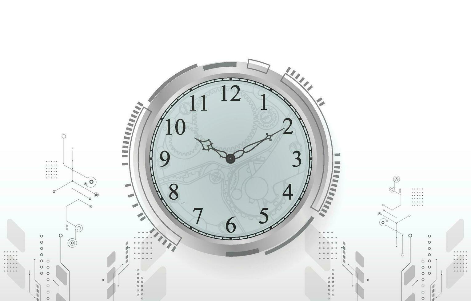 White technolgy background.analog clock.time.white wallpaper vector
