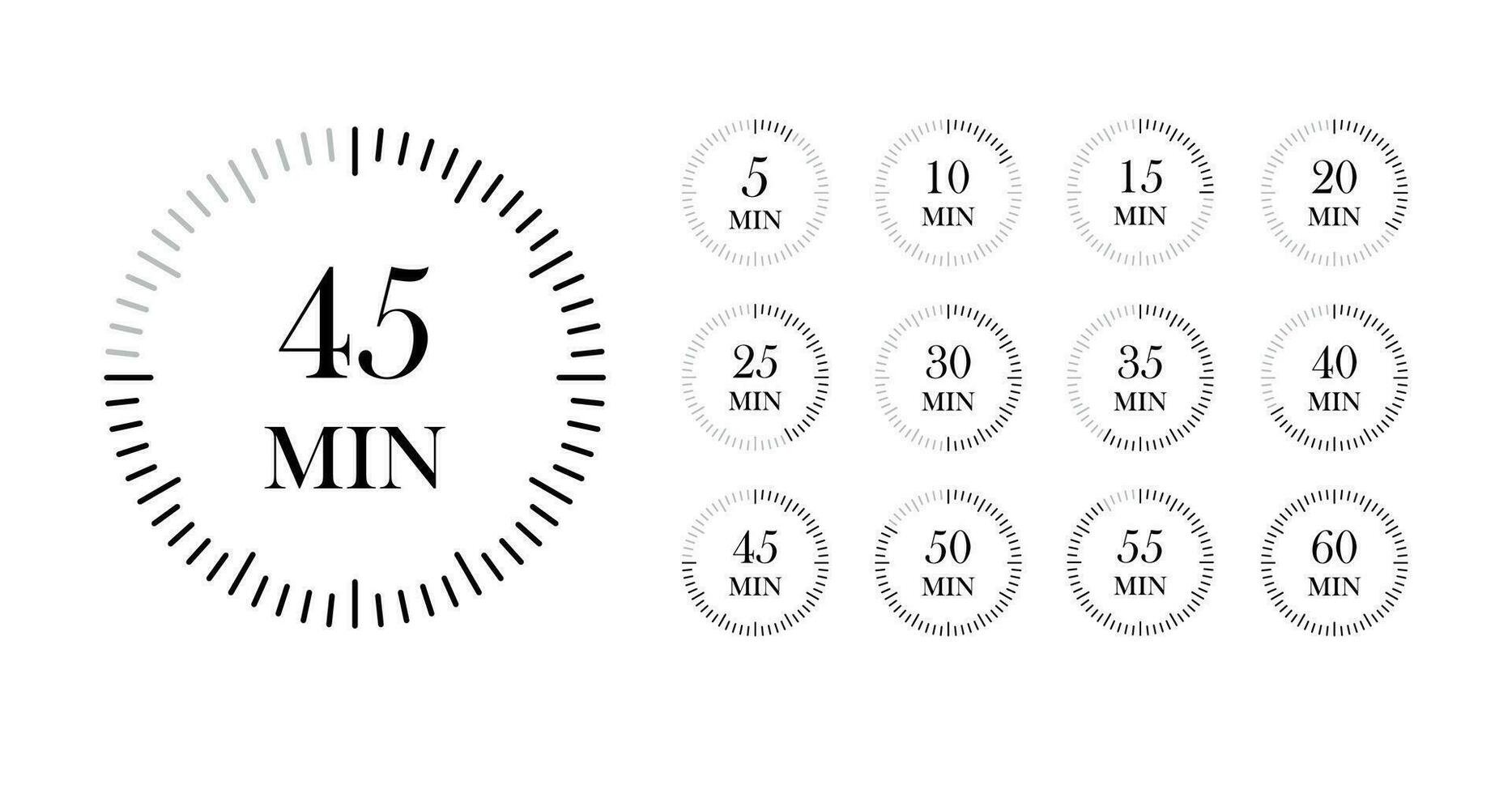 0 to 60 minutes timers Clocks vector