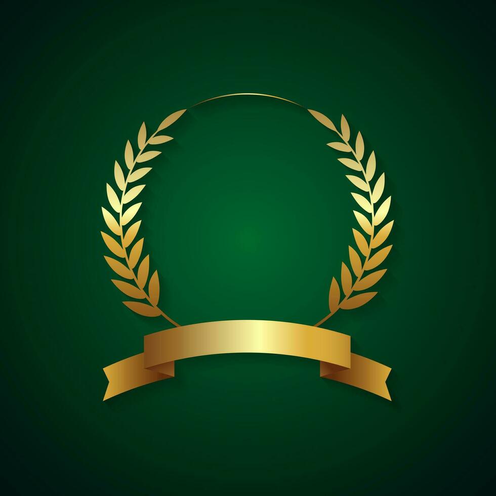 Gold laurel wreath on a green background. - Vector. vector