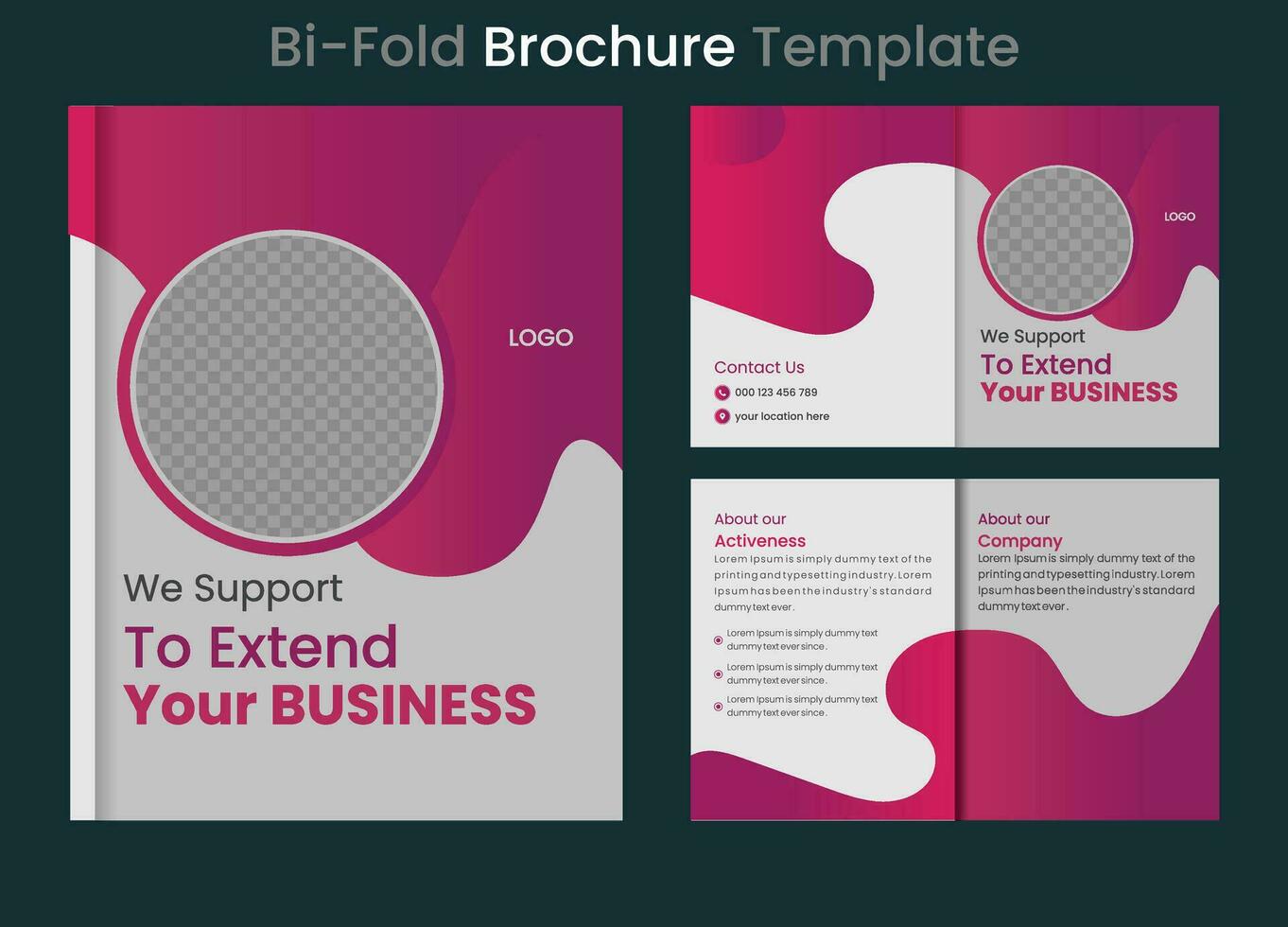 Modern business corporate bifold brochure template, Creative concept folded flyer, or bifold brochure 4 page brochure template . vector