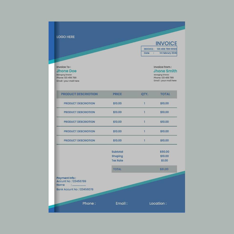 Business invoice form template. Invoicing quotes, money bills or price invoices and payment agreement design templates. Tax form, bill graphic or payment receipt page vector set