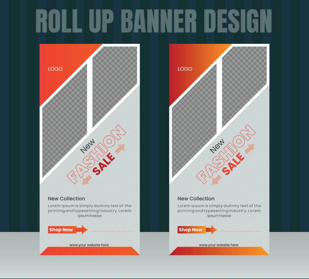 Roll Up Banner Design Template For Fashion Sale vector