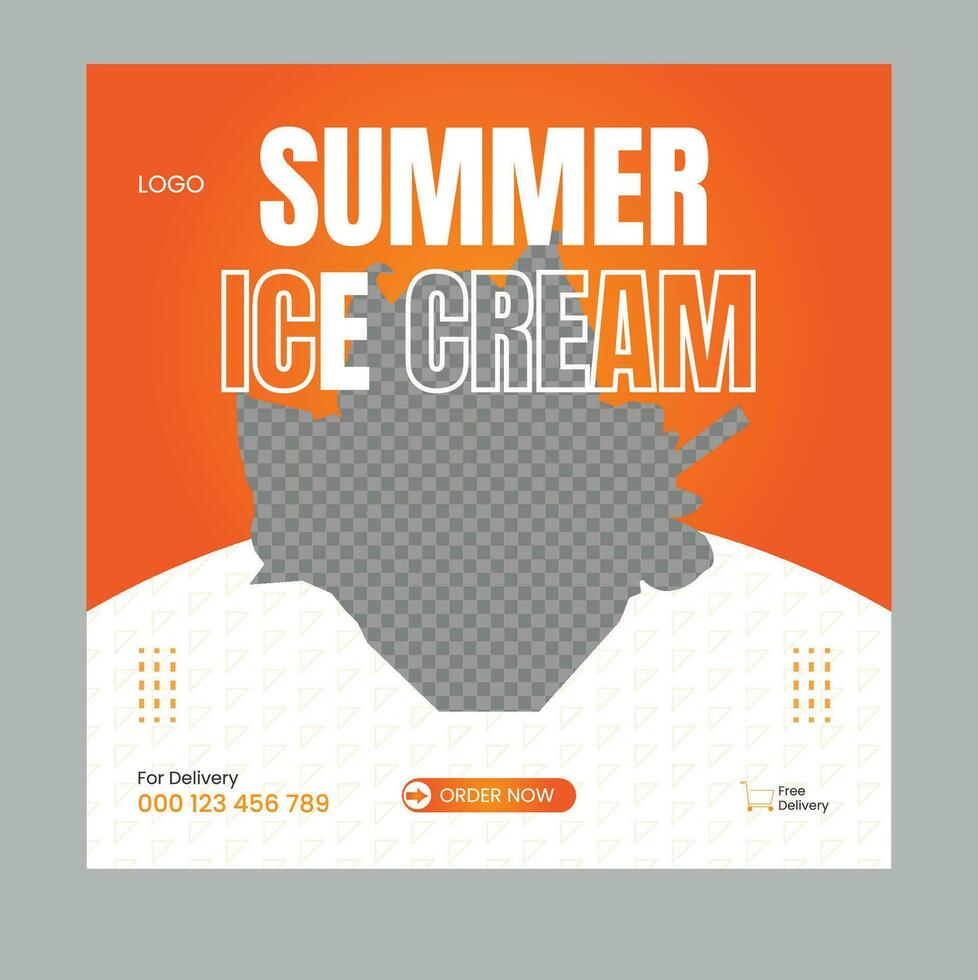 Super delicious ice cream social media banner promotional post or discount offer post design template vector