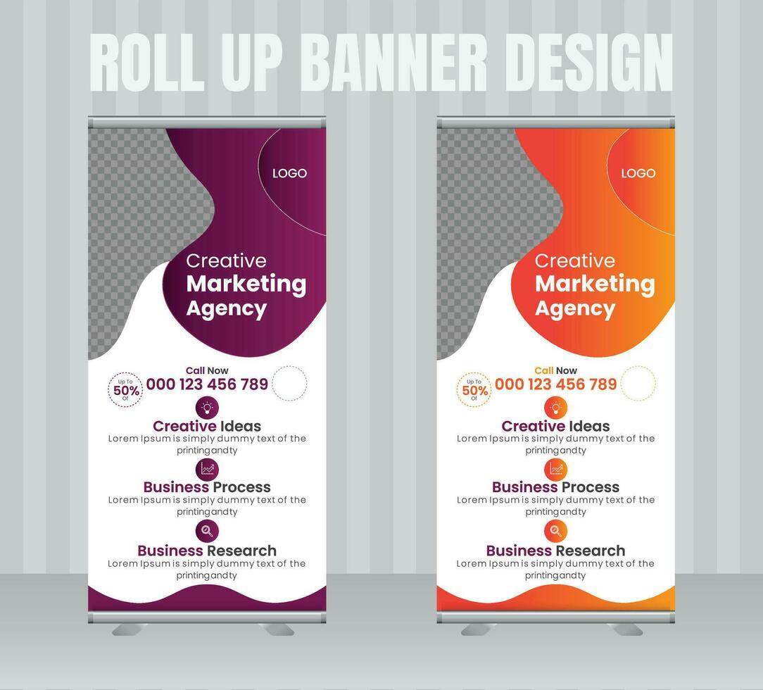 Roll Up Banner Design Template For Business Agency . vector