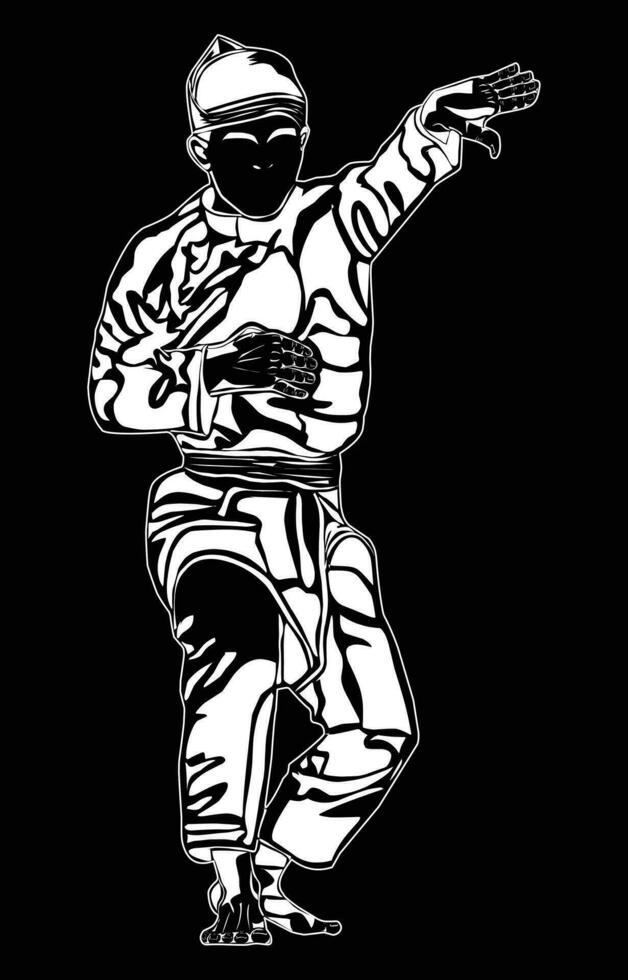 silat movement silhouette image, suitable for posters, t-shirt design, martial arts education and others vector