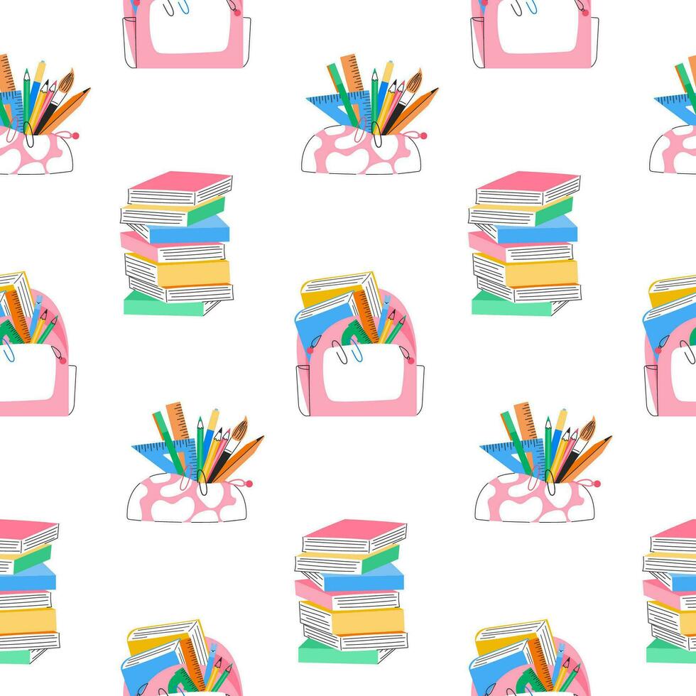 Back to school seamless pattern vector illustration