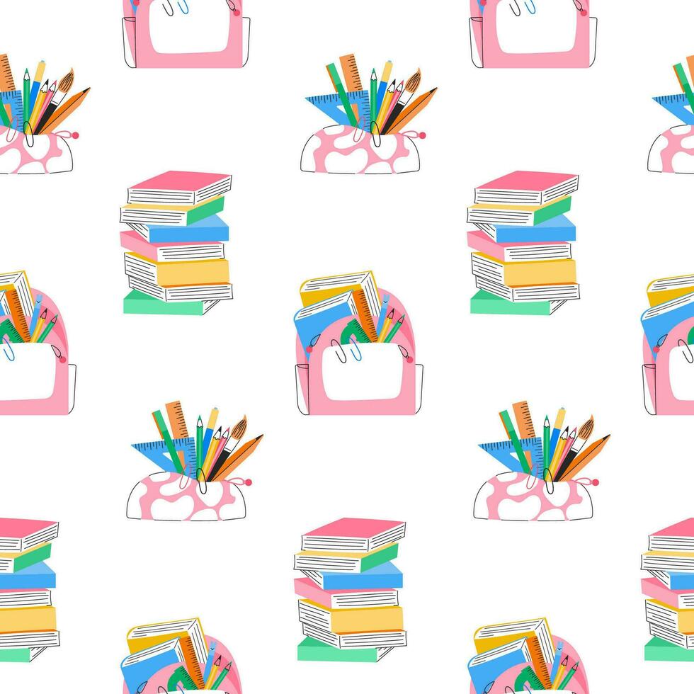 Back to school seamless pattern vector illustration