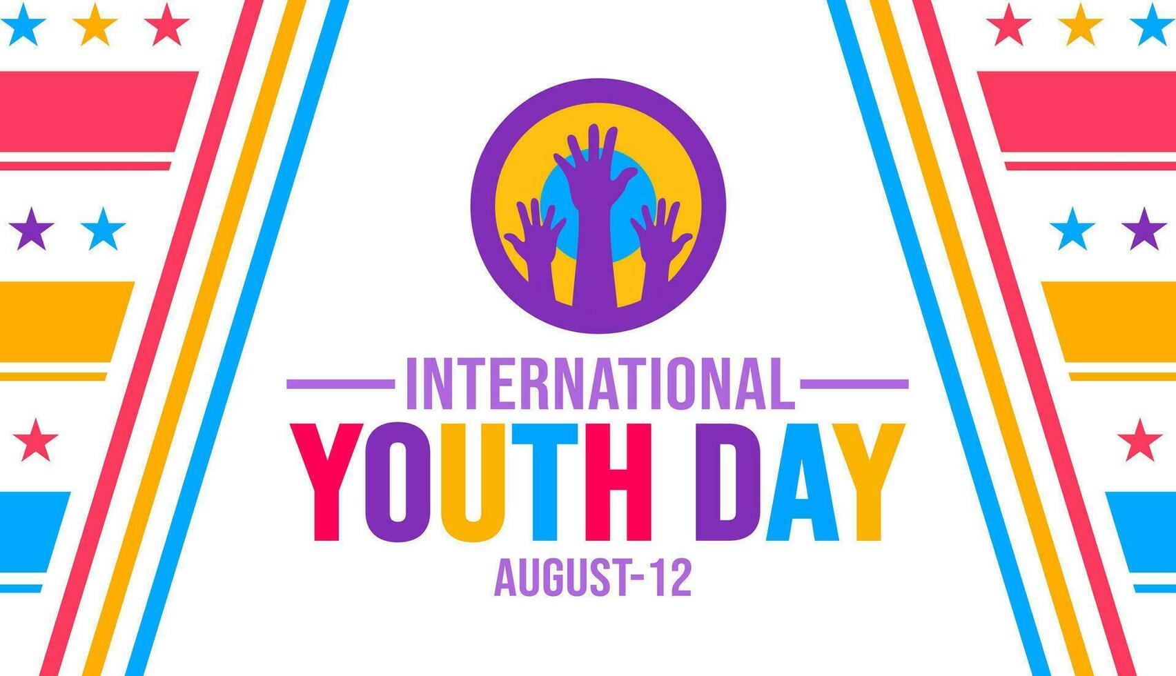 12 August International Youth Day background template. Holiday concept. background, banner, placard, card, and poster design template with text inscription and standard color. vector illustration.