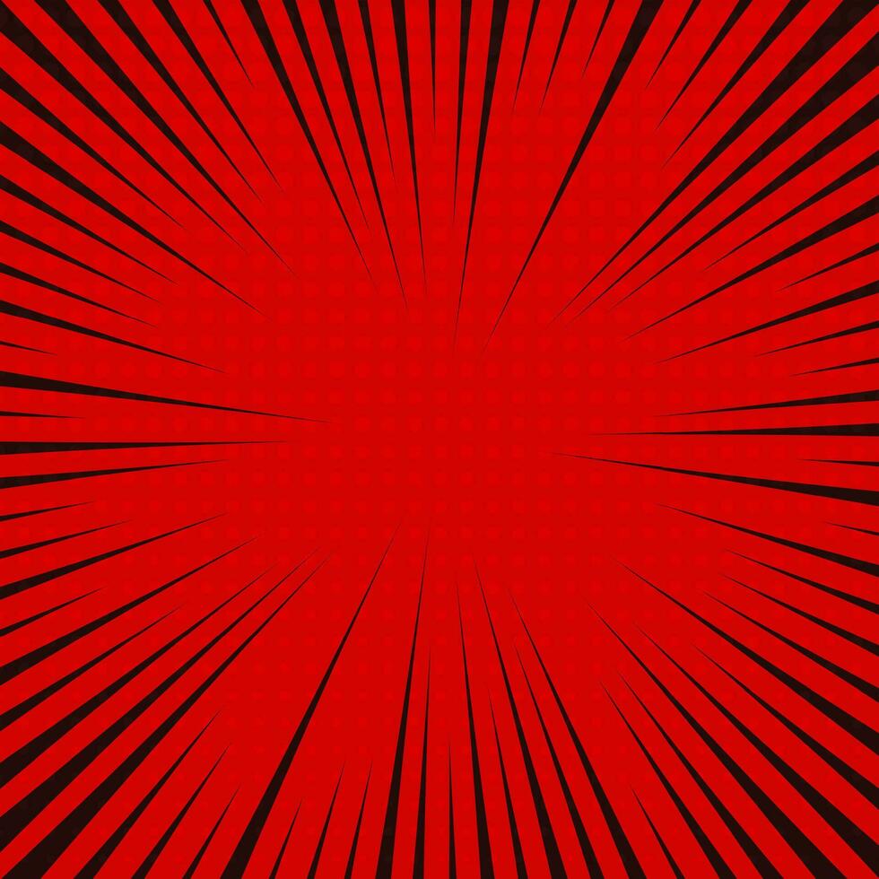 fondo de página de cómic rojo en estilo pop art con espacio vacío. plantilla con rayos, puntos y textura de efecto de trama de semitonos. ilustración vectorial vector