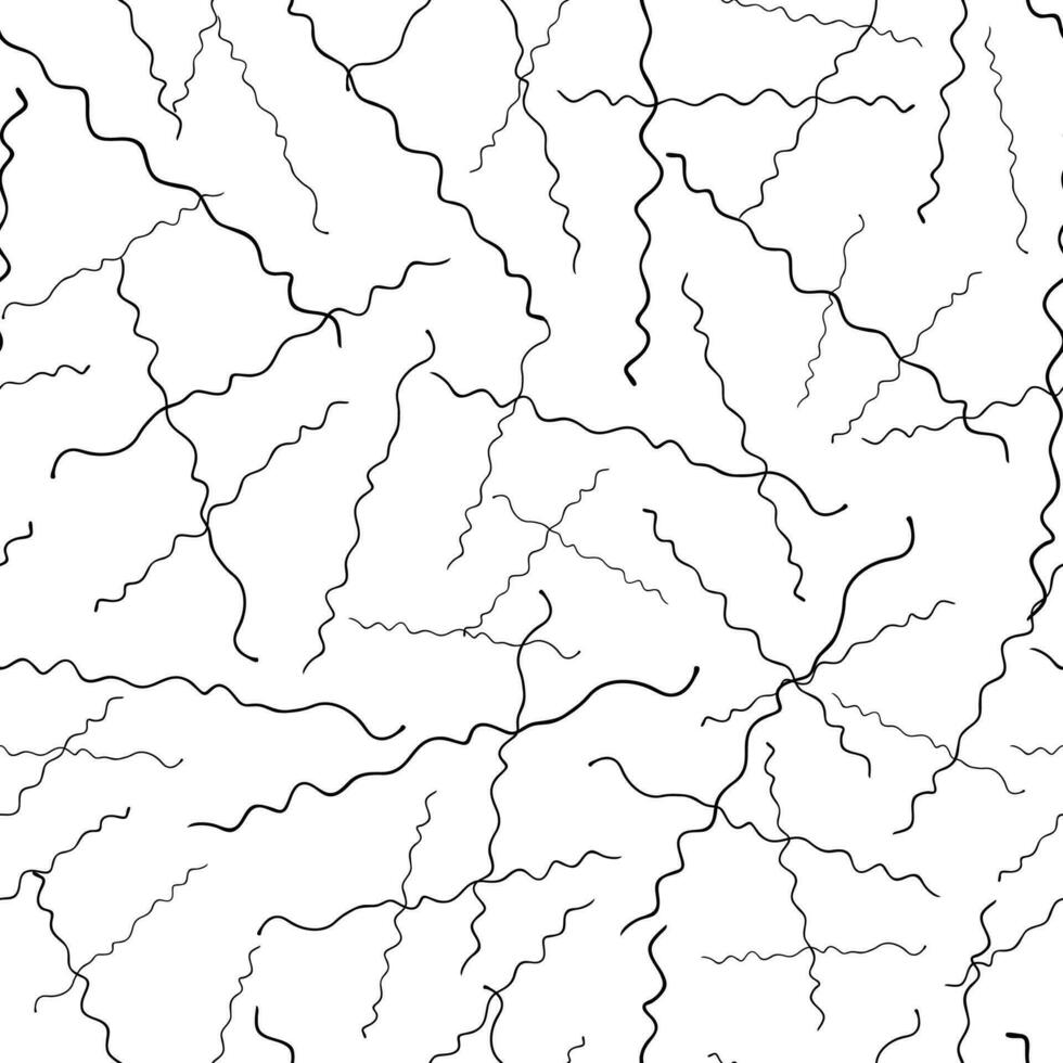 Seamless pattern with black hand drawn doodle wavy lines on white background. Abstract grunge texture. Vector illustration