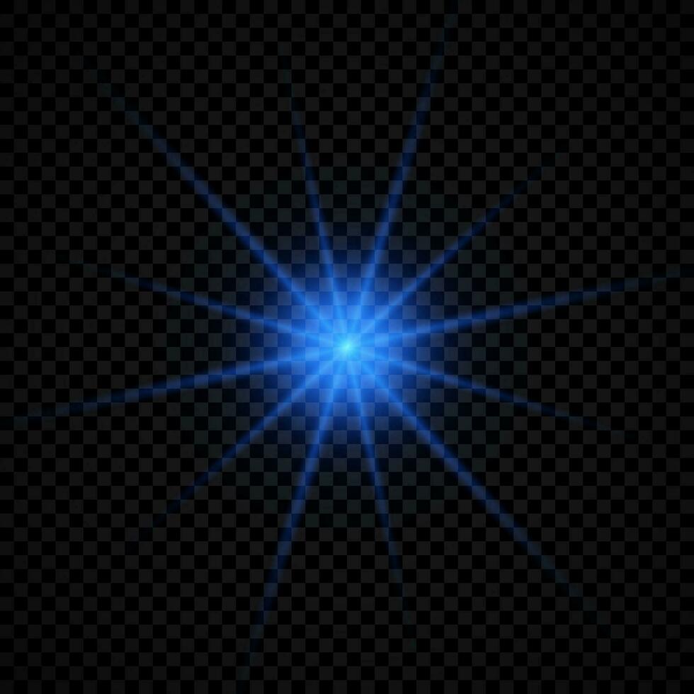 Light effect of lens flares. Blue glowing lights starburst effects with sparkles vector