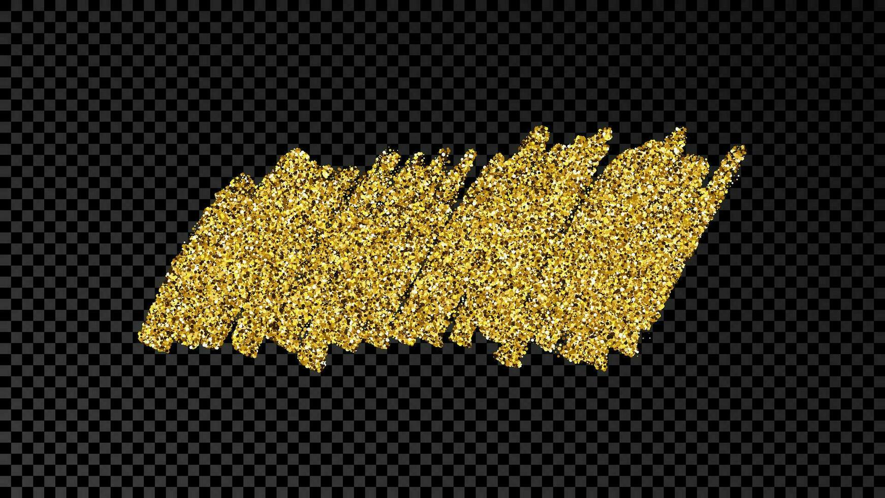 Hand drawn ink spot in gold glitter. Gold ink spot with sparkles isolated on dark vector