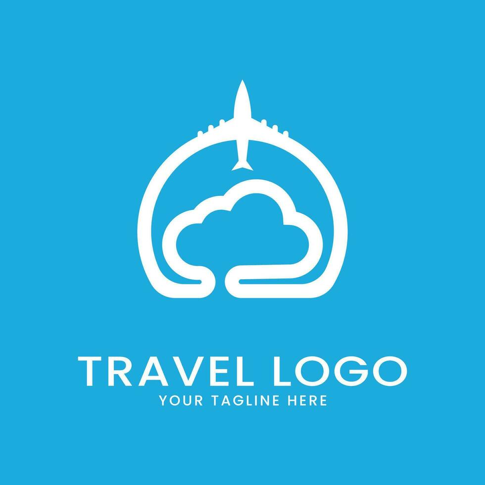 air travel line art design logo illustration icon vector