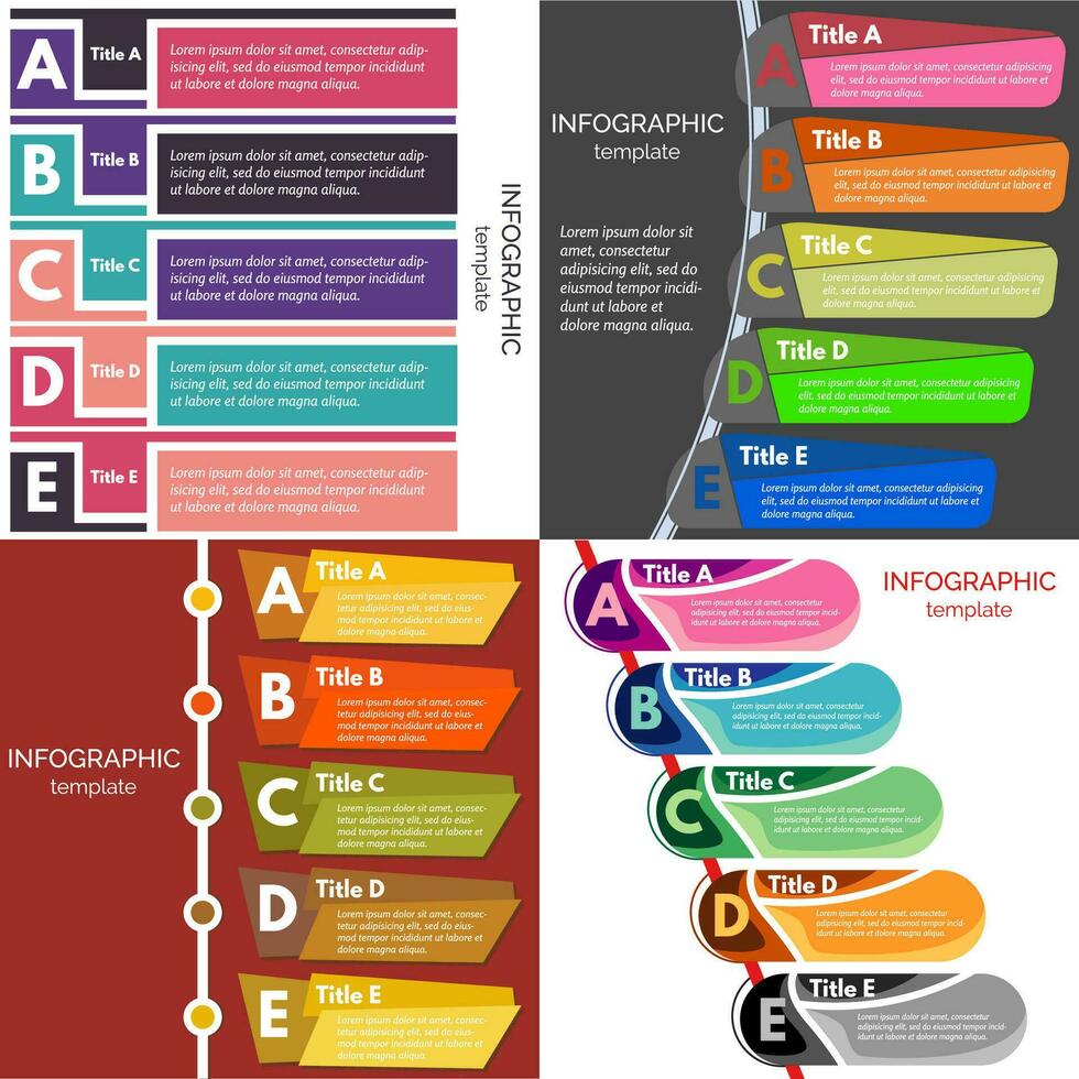 Set of four elements of infographic design. Step by step infographic design template. Vector illustration