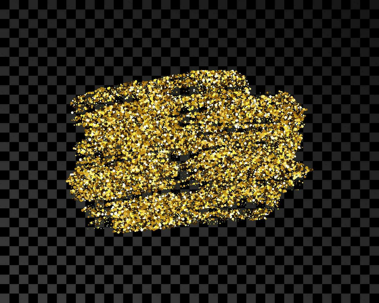 Hand drawn ink spot in gold glitter. Gold ink spot with sparkles isolated on dark vector