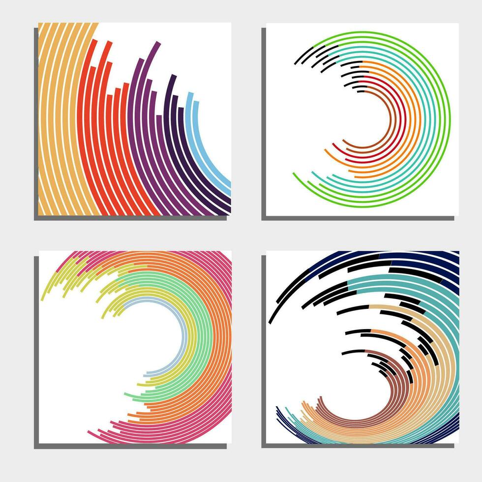 Set of four beautiful abstract backgrounds. Abstract flash light circles. Vector illustration.