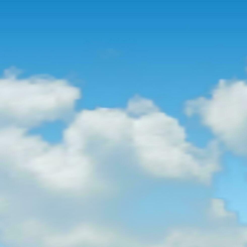 Natural background with cloud on blue sky. Realistic cloud on blue backdrop. Vector illustration