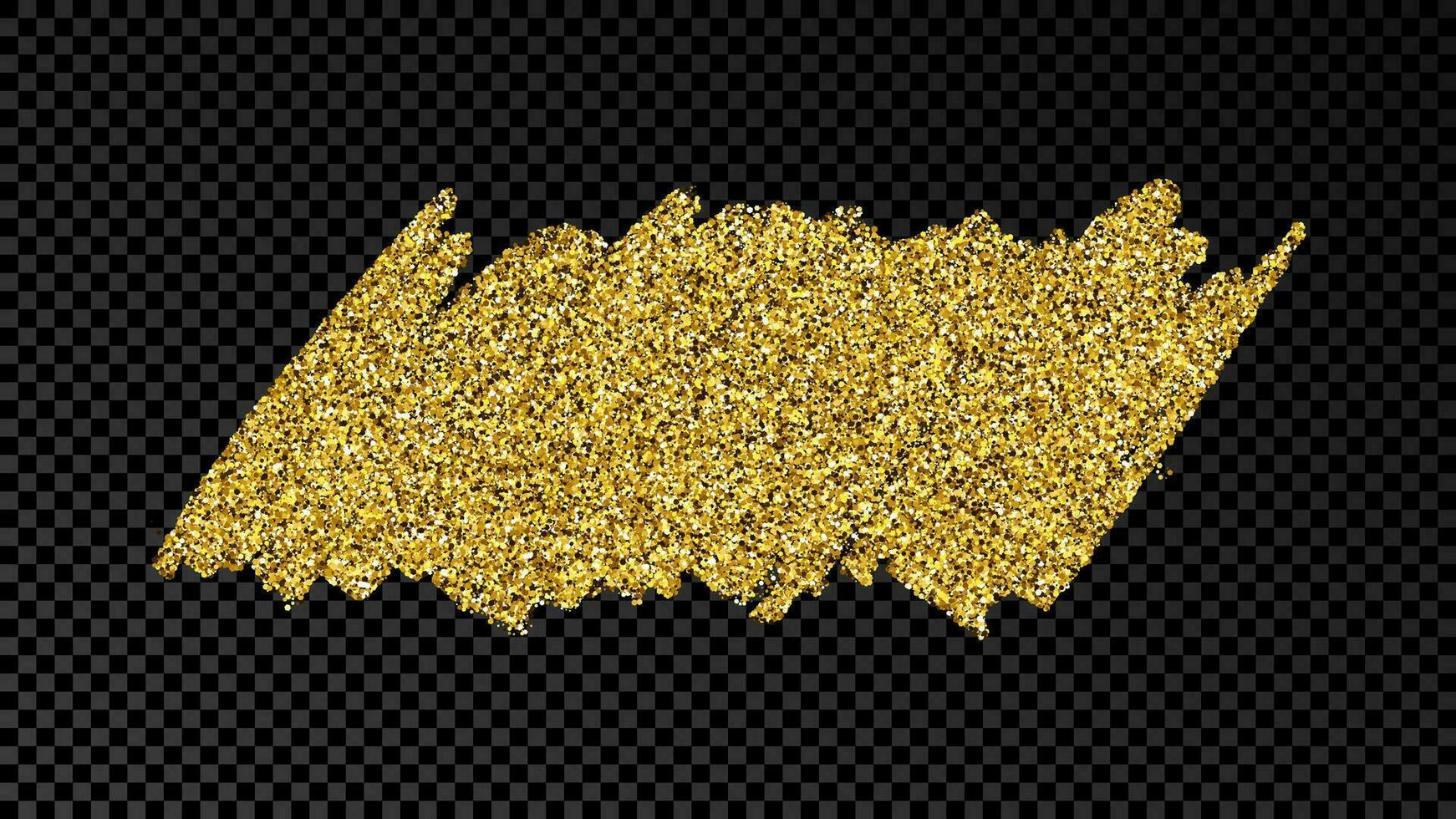 Hand drawn ink spot in gold glitter. Gold ink spot with sparkles isolated on dark vector