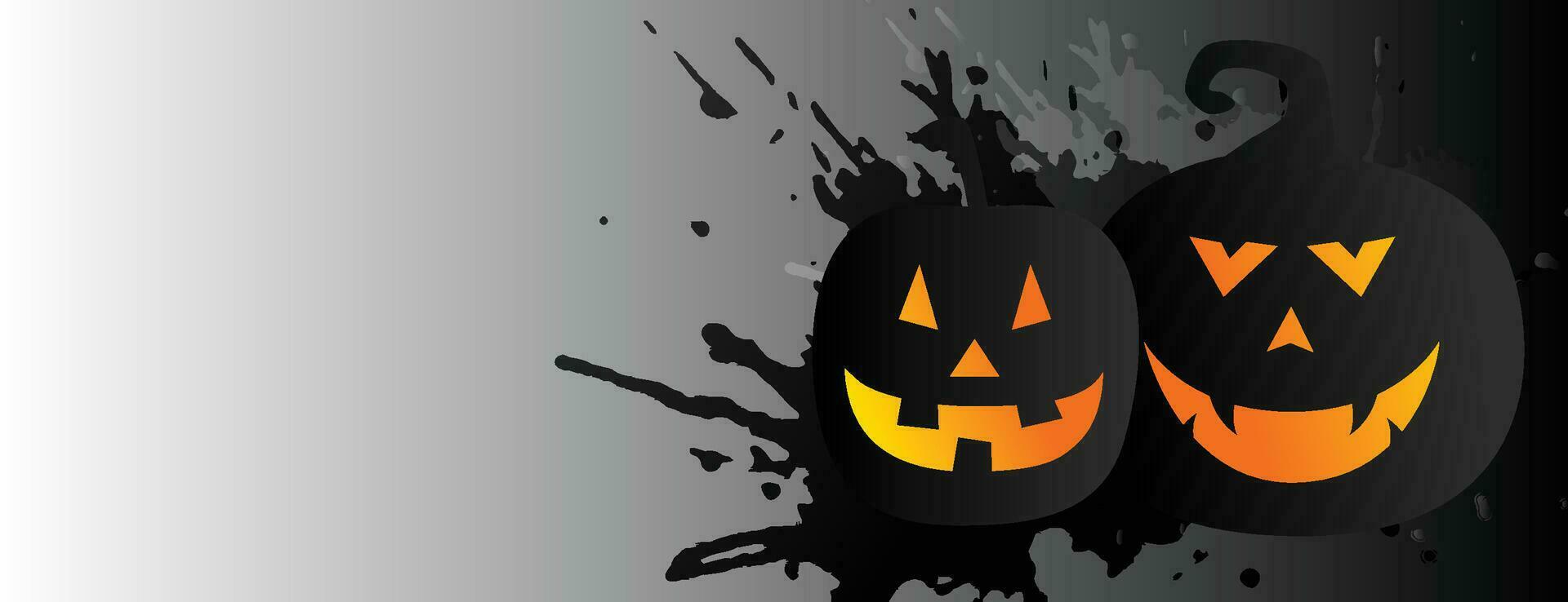 A Halloween background with jack-o-lanterns, bats, and crows. vector