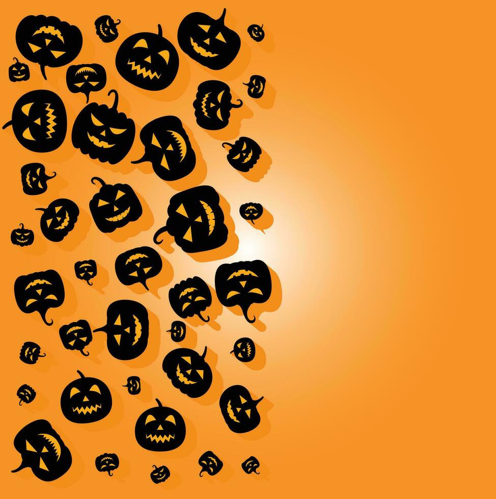 A Halloween background with jack-o-lanterns, bats, and crows. vector