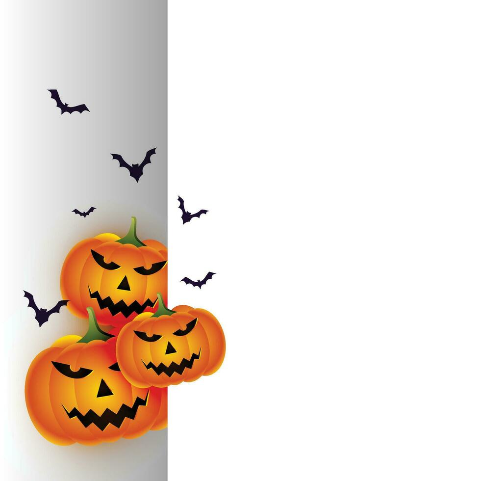 A Halloween background with jack-o-lanterns, bats, and crows. vector