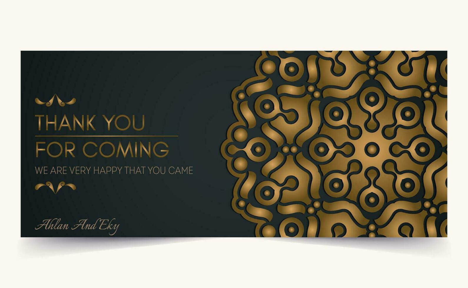 Luxury mandala thank you wedding card vector