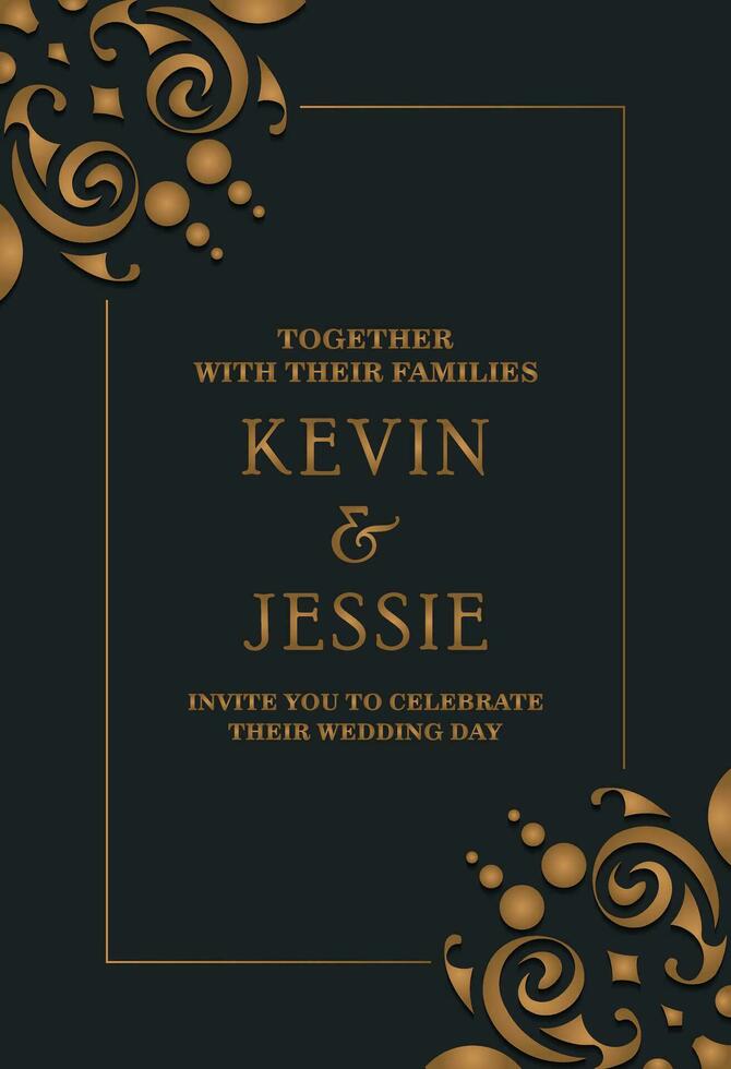 Elegant wedding invitation with pattern motif vector