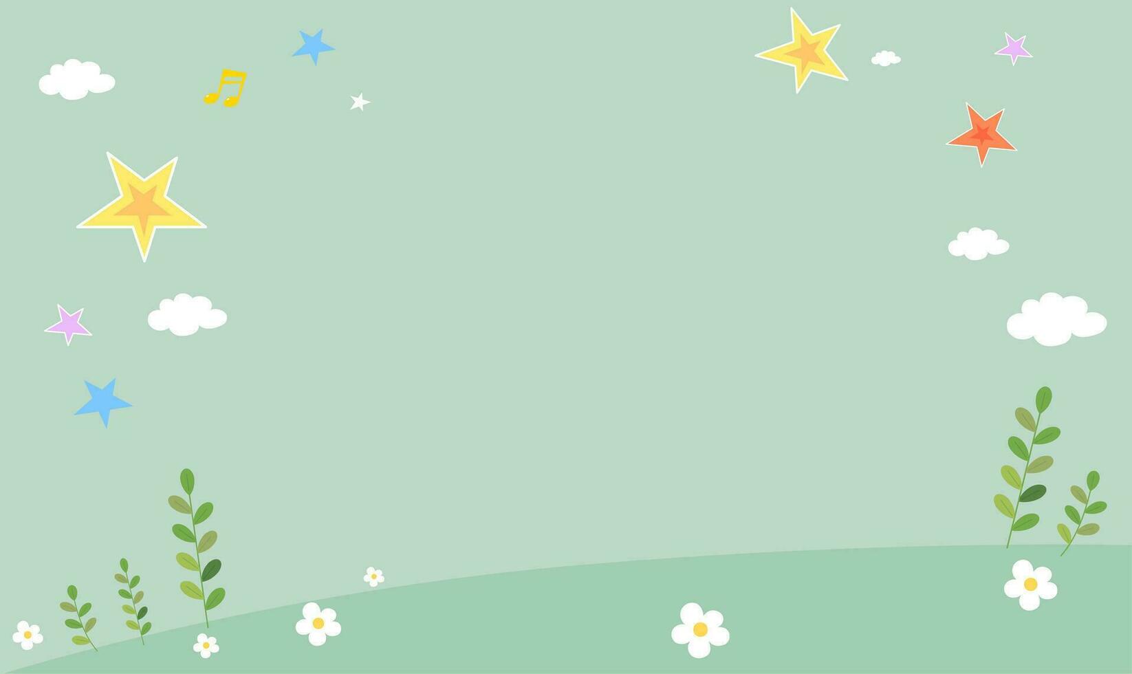 Green beautiful kids background, Nature landscape vector illustration