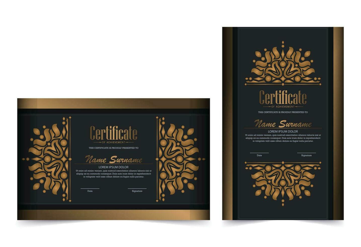 Luxury certificate of achievement best award diploma vector