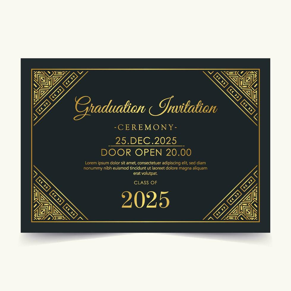 Elegant graduation invitation template with ornament vector