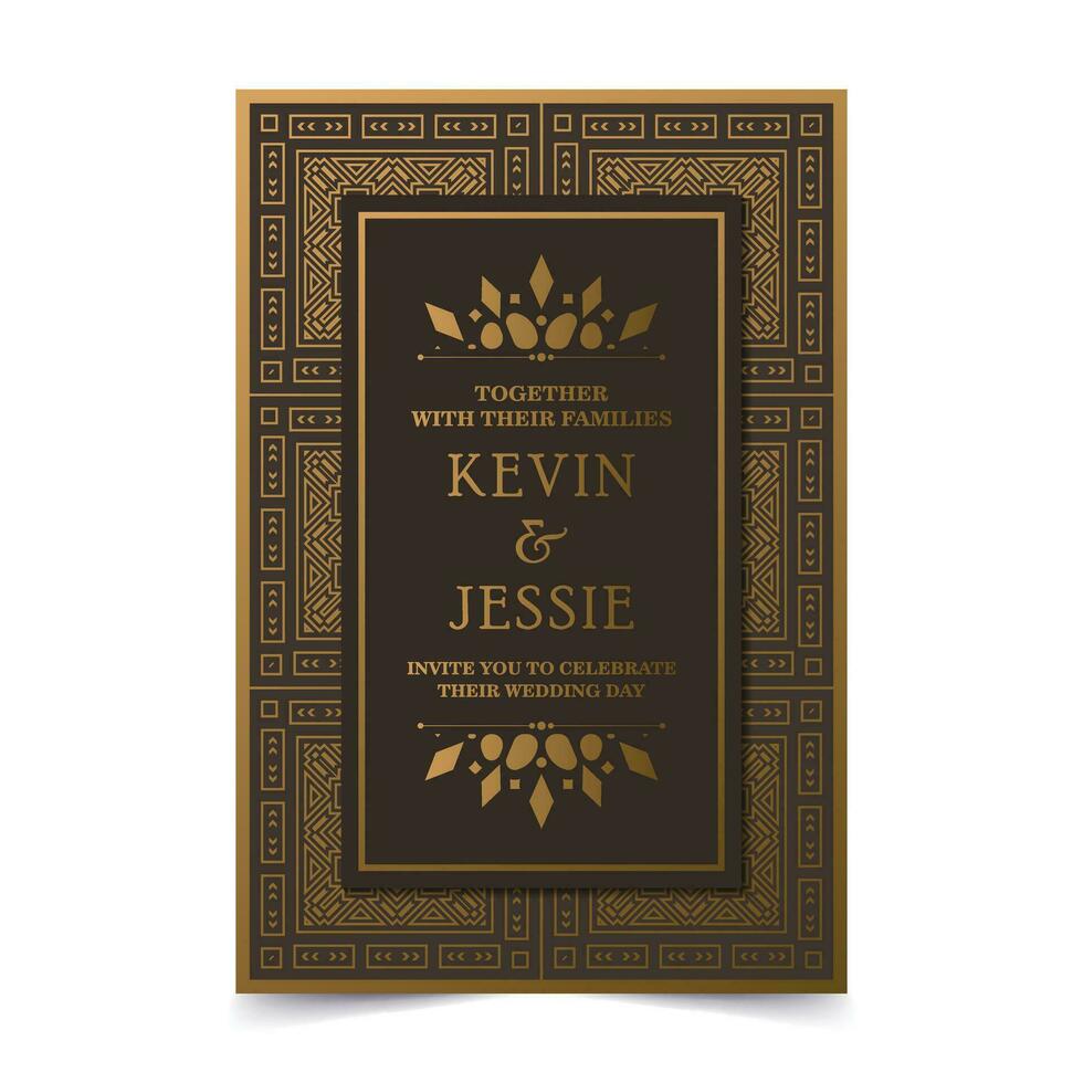 Elegant wedding invitation with pattern motif vector