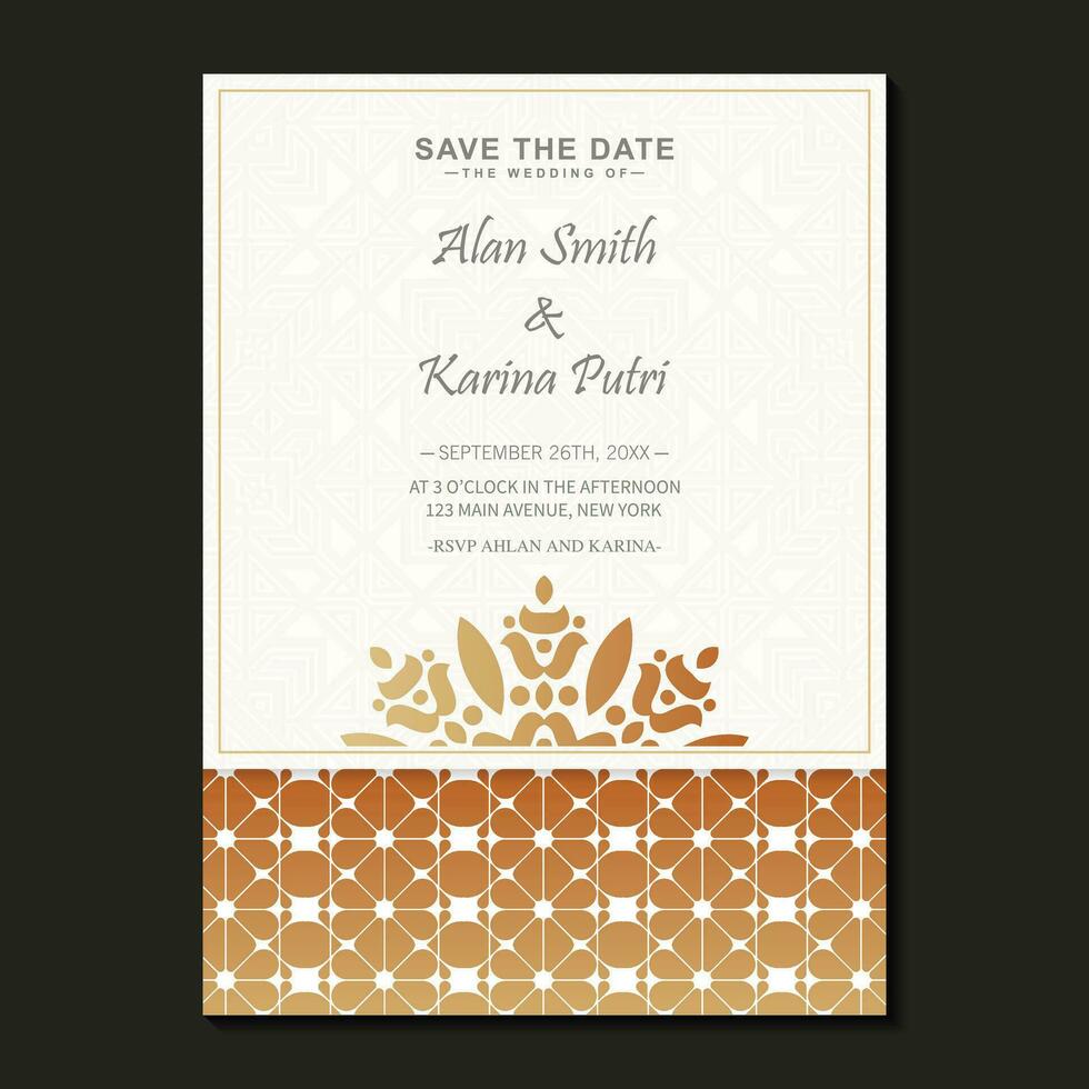 Elegant wedding invitation with pattern motif vector