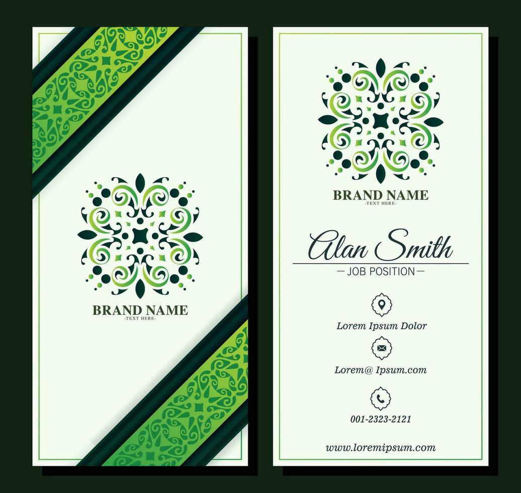 Elegant green mandala business card vector