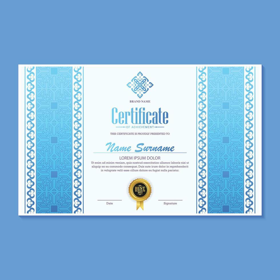 Achievement certificate best award diploma vector