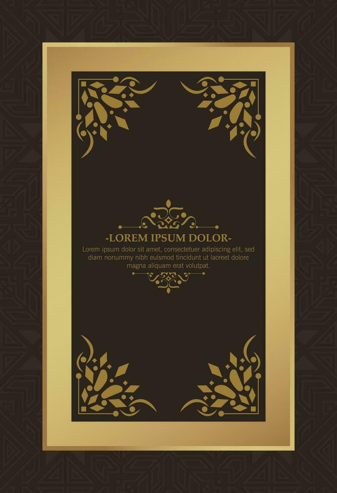 Luxury ornament greeting card vector template. Retro wedding invitation, advertising or other design and place for text. Flourishes ornamental frame and pattern background.