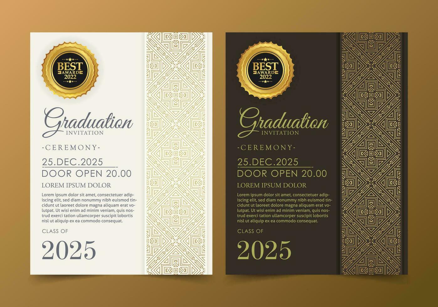 Elegant graduation invitation template with ornament vector